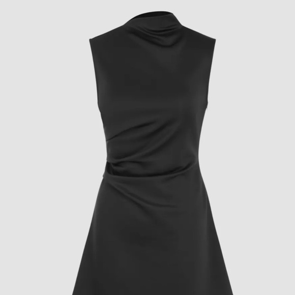 TURTLENECK SLEEVELESS RUCHED MINI DRESS - Picture 3 of 6